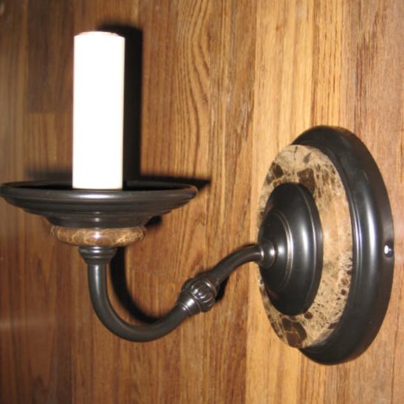 NWT Vintage Restoration Hardware Sconce & Shade Wall Light Marble Etoile Bronze - Picture 1 of 13